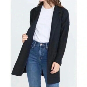 Marine Layer Birdseye Navy Blue Knit Sweater Coat Collared Cardigan Knit S